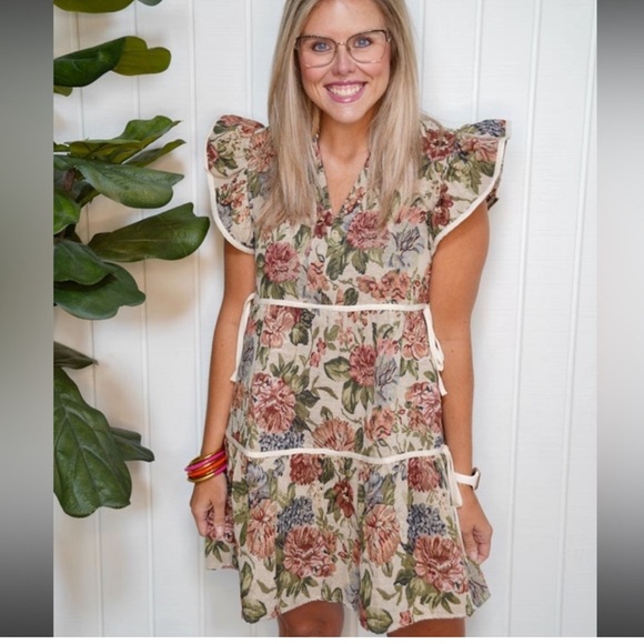 NWT Entro Floral Boutique Fall Dress Mini Size Small VTG - Picture 1 of 7